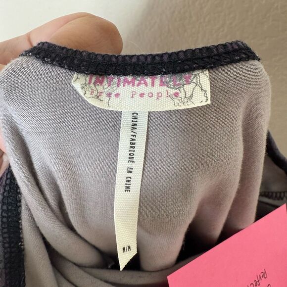 Free People Intimately Purple 3/4 Sleeve Mini Bodycon Dress Size M Scoop Back - Picture 11 of 11